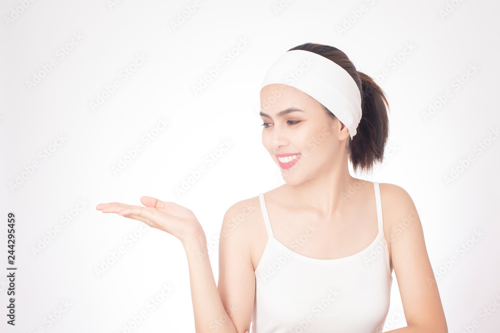 Portrait of beautiful woman in studio, skin care Portrait of beautiful woman in studio, skin care