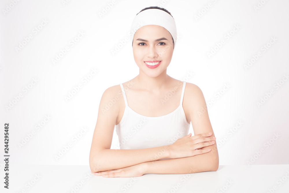 Portrait of beautiful woman in studio, skin care Portrait of beautiful woman in studio, skin care