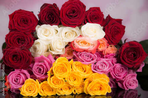 A bouquet of white roses, angels of love and porcelain hearts, Valentine's Day