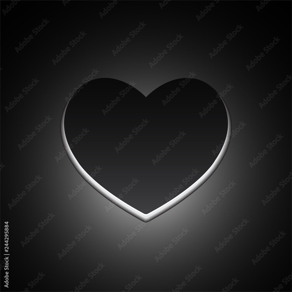 Big black heart, love symbol. Vector symbol