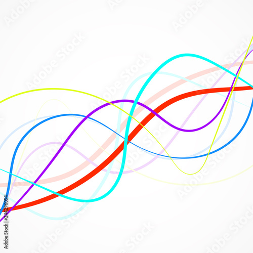 Abstract colorful wave of lines, curved stripes. Vector
