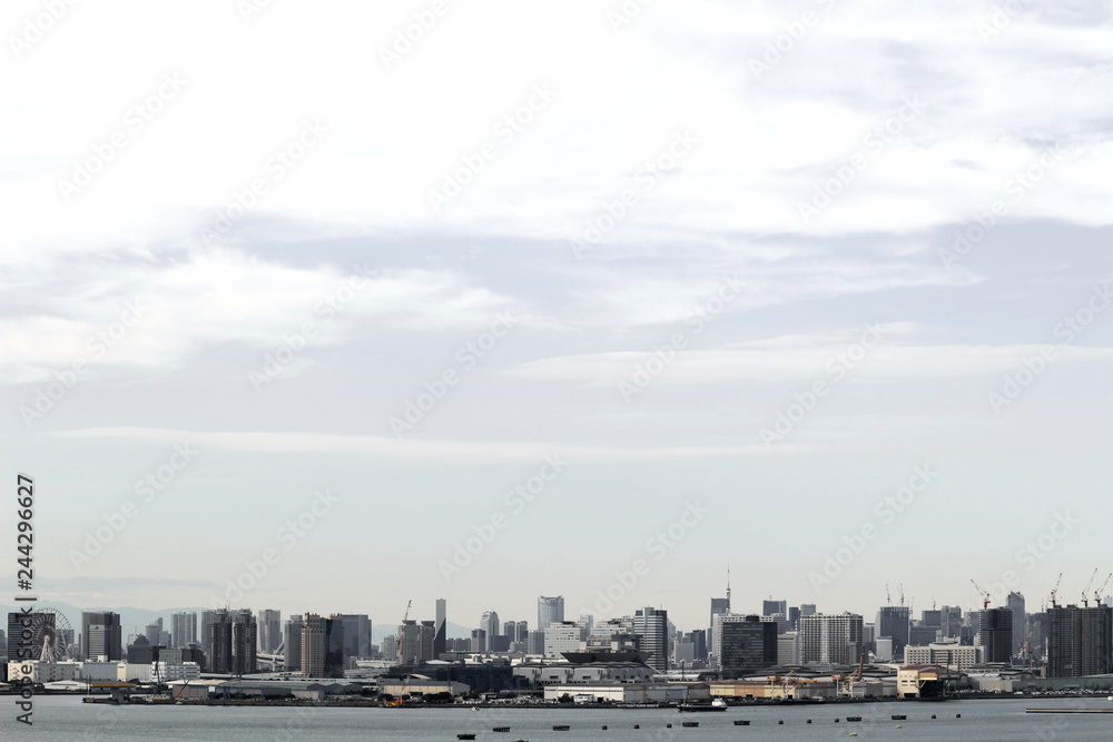 A scenery of a high-rise apartment that stands on the waterfront in Tokyo A scenery of a high-rise apartment that stands on the waterfront in Tokyo
