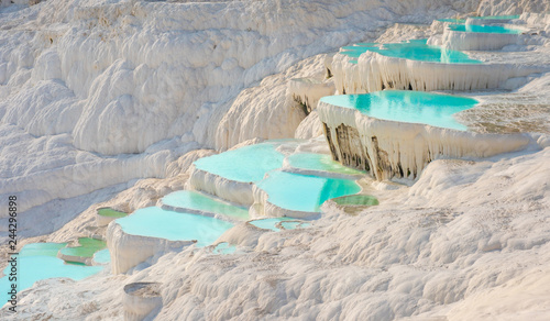 Pamukkale, natural pool with blue water, Turkey tourist attraction photo