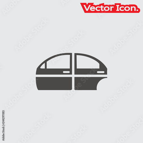 Car door icon isolated sign symbol and flat style for app, web and digital design. Vector illustration.