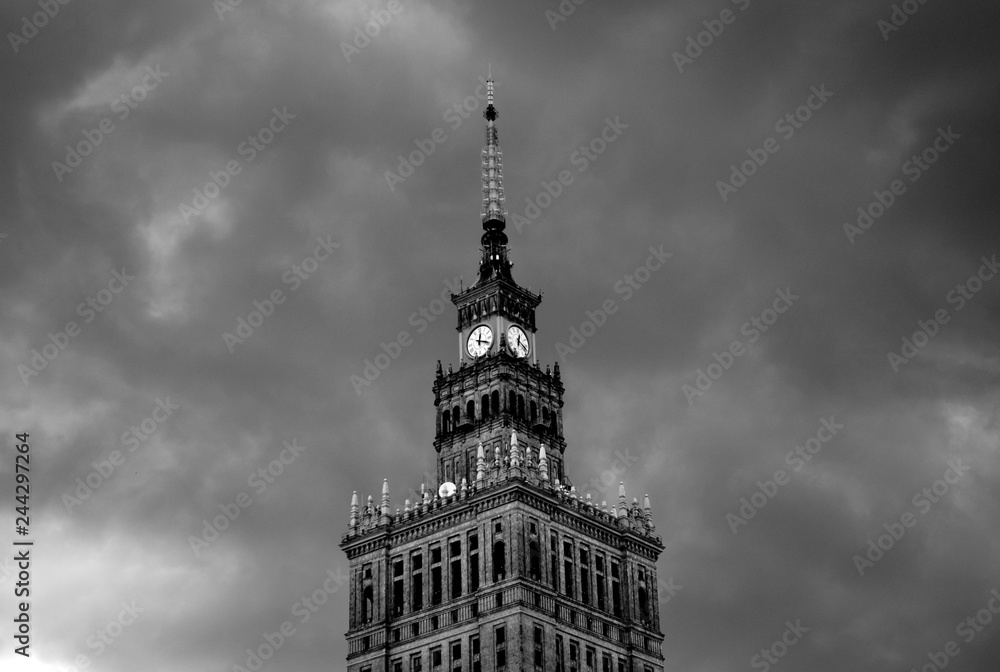 clock tower in Warsaw