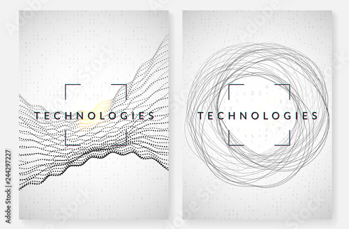 Big data background. Technology for visualization, artificial intelligence, deep learning and quantum computing. Design template for