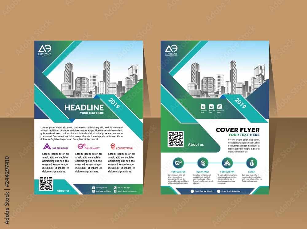 Brochure template layout, cover design annual report, magazine, flyer or booklet in A4 with blue geometric shapes on polygonal background Brochure template layout, cover design annual report, magazine, flyer or booklet in A4 with blue geometric shapes on polygonal background