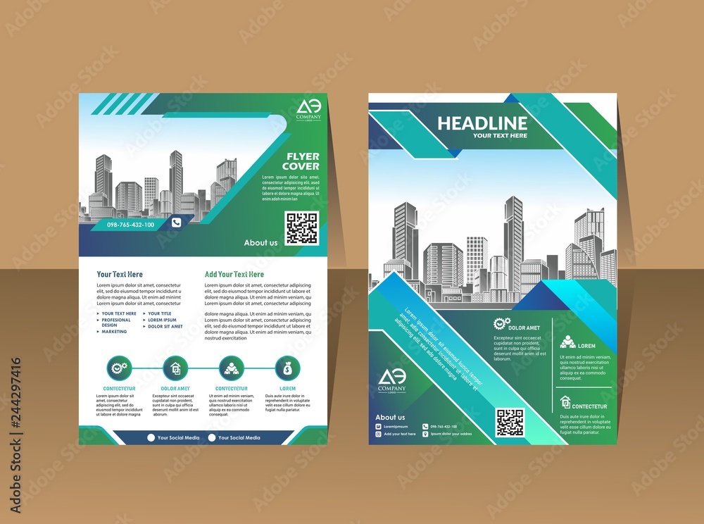 Brochure template layout, cover design annual report, magazine, flyer or booklet in A4 with blue geometric shapes on polygonal background Brochure template layout, cover design annual report, magazine, flyer or booklet in A4 with blue geometric shapes on polygonal background