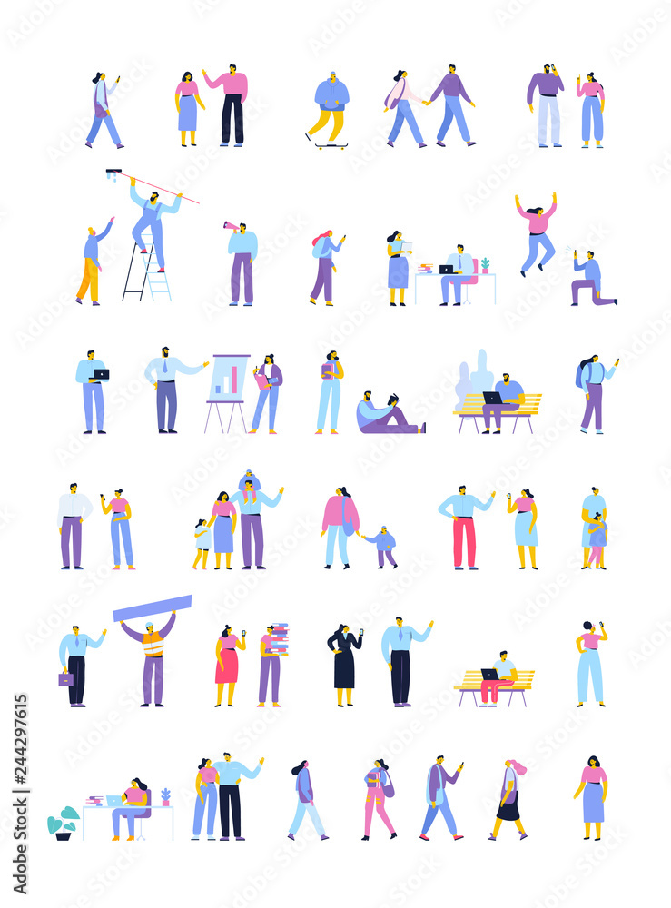 Vector people set isolated on white background. Flat cartoon characters ...