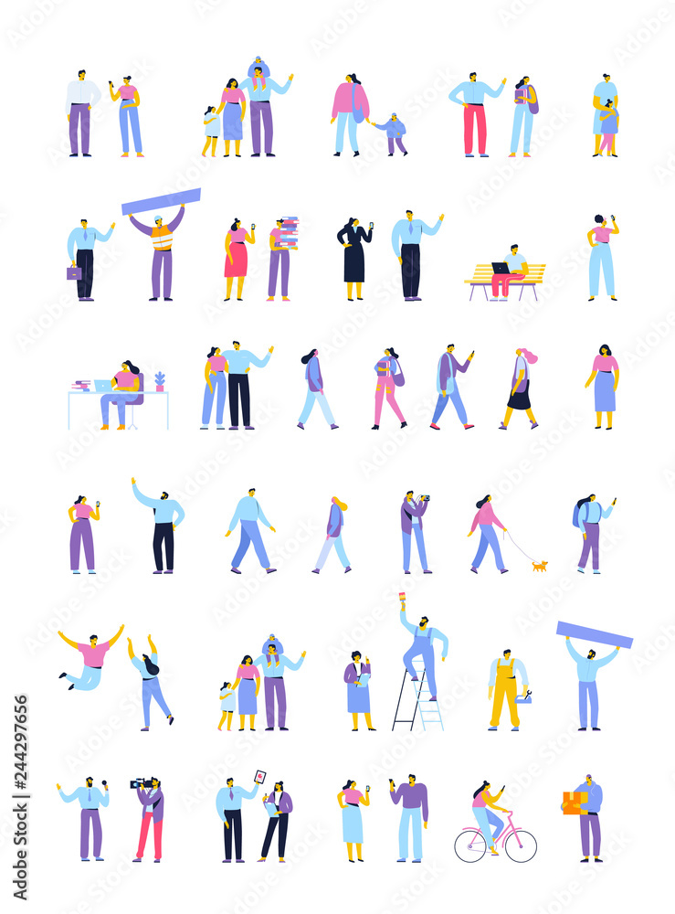 Vector people set isolated on white background. Flat cartoon characters. Vector people set isolated on white background. Flat cartoon characters.