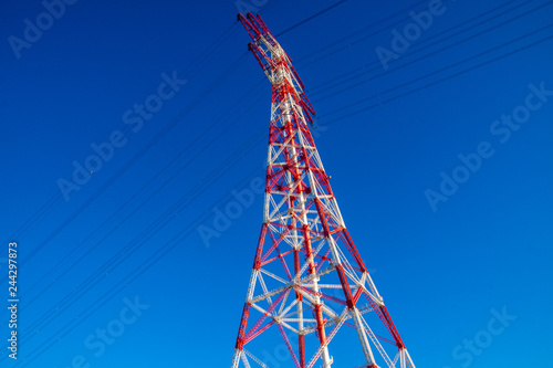 Transmission Towers over the River Elbe in Schleswig-Holstein. They are situated at the Hettinger Schanze and were built from 1976 to 1978. They are 227 meters tall. photo