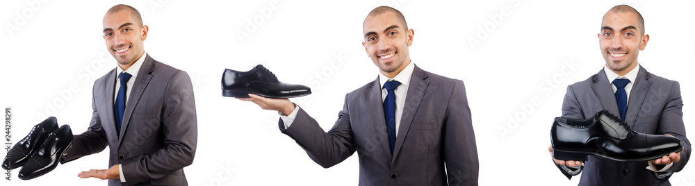 Man with shoes isolated on white Man with shoes isolated on white