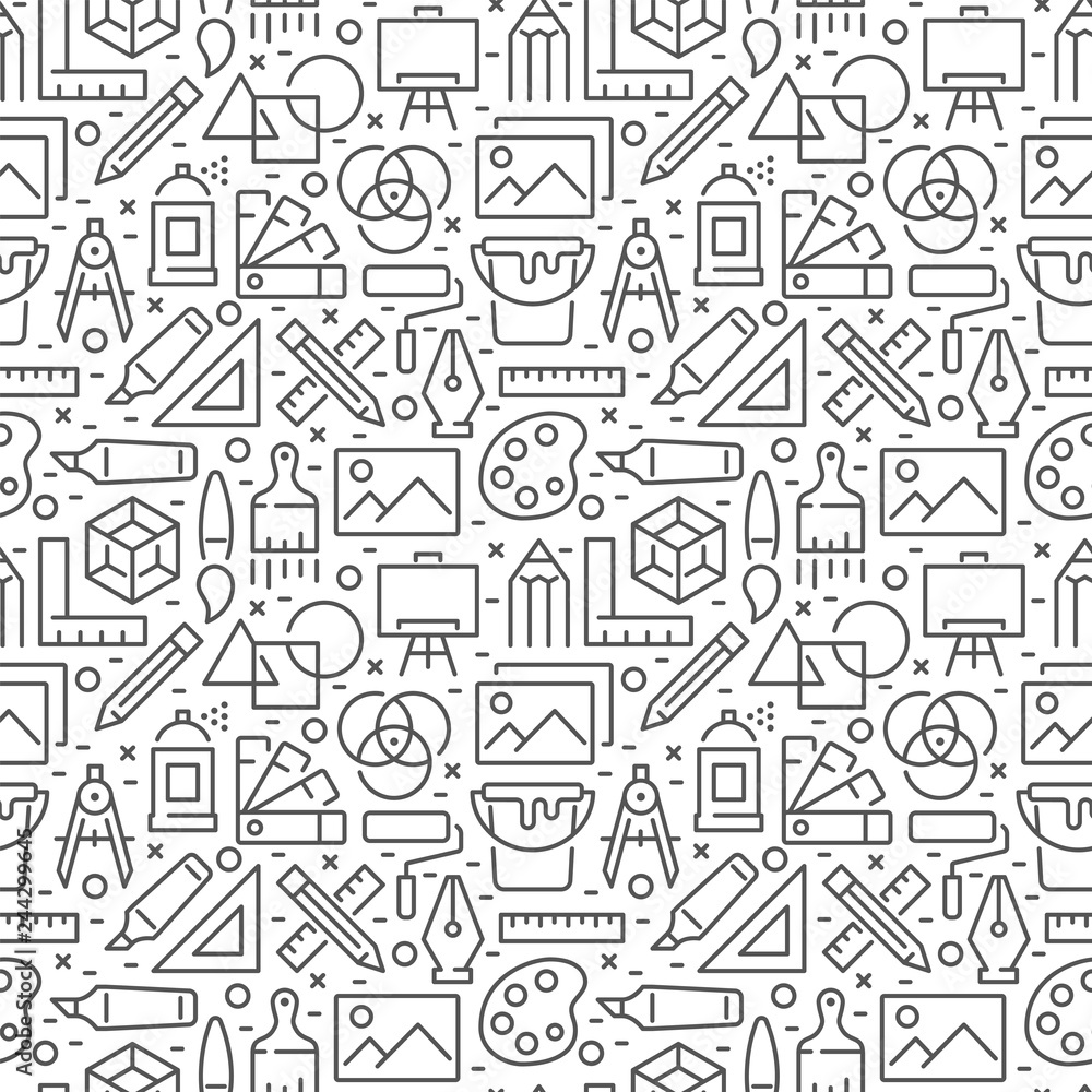 Seamless pattern with elements for drawing and painting Seamless pattern with elements for drawing and painting