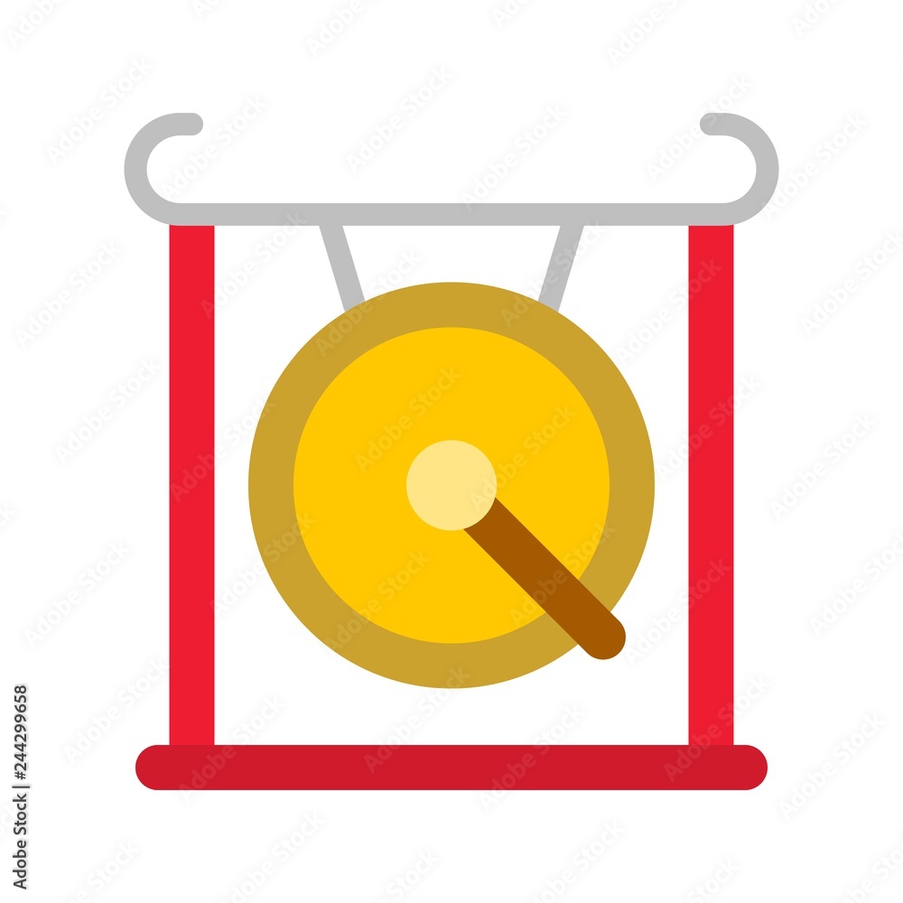 Gong vector, Chinese lunar new year flat icon Gong vector, Chinese lunar new year flat icon