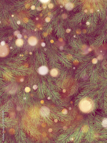 Light vintage blur bokeh on Christmas tree, light bokeh background. EPS 10
