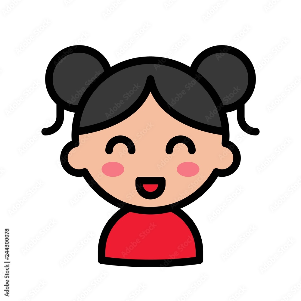 Chinese girl vector, Chinese lunar new year filled outline icon Chinese girl vector, Chinese lunar new year filled outline icon