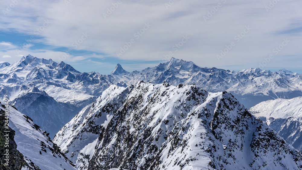 Fototapeta premium Panorama view on alps from Eggishorn