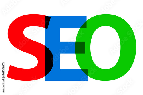SEO - Search Engine Optimization. Colorful text abbreviation – stock vector