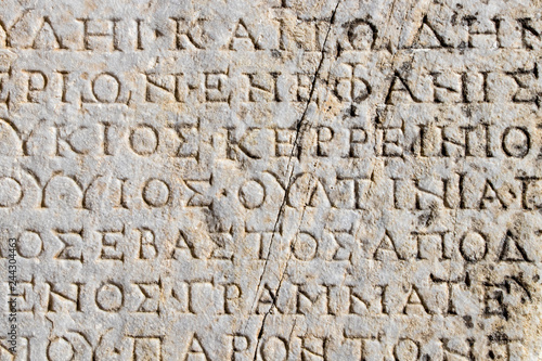 Old greek scriptures in Ephesus Turkey