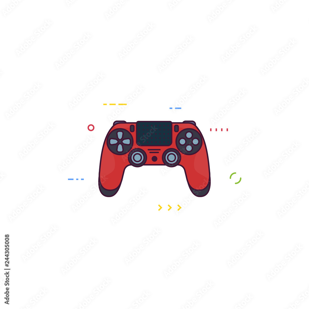 Front view of red gamepad for modern console. Line style vector  illustration. Gamer controller with touchpad. Premium, red console gamepad.  Line style pixel perfect illustration. Stock Vector | Adobe Stock