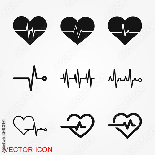 Heartbeat icon logo, illustration, vector sign symbol for design