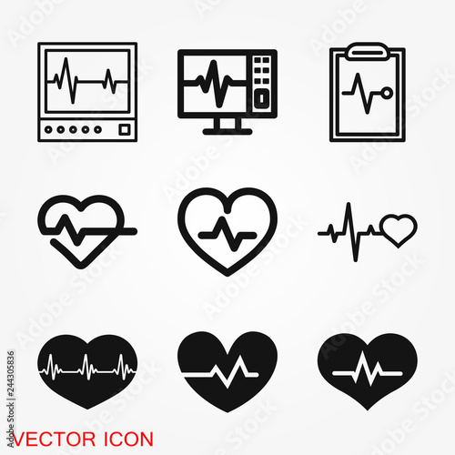 Heartbeat icon logo, illustration, vector sign symbol for design