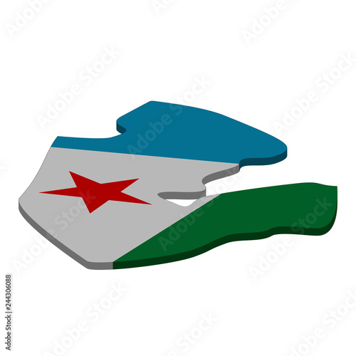 map of Djibouti - 3D flag photo