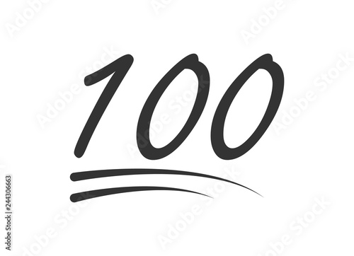 100 - hundred number vector icon. Symbol isolated on white background