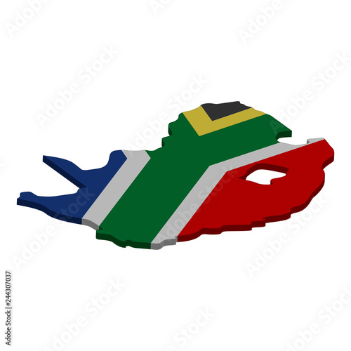 map of South Africa - 3D flag