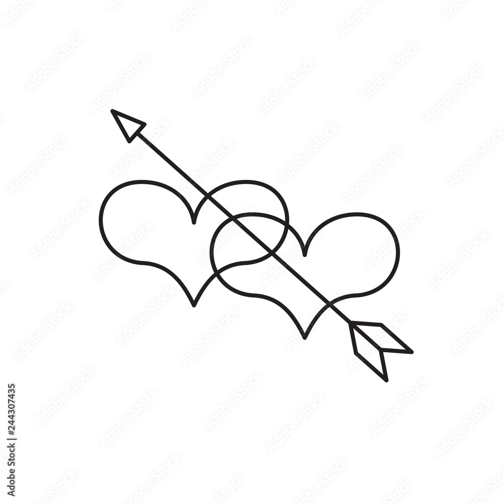 Linear illustration of an icon of two hearts Linear illustration of an icon of two hearts