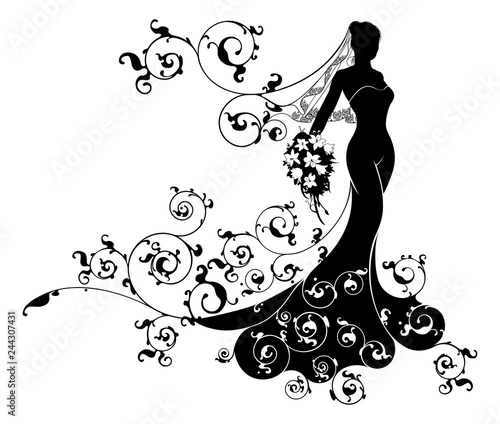 Wedding bride wife in silho...