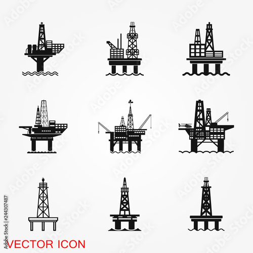 Oil platform iconfuel production logo, illustration, vector sign symbol for design