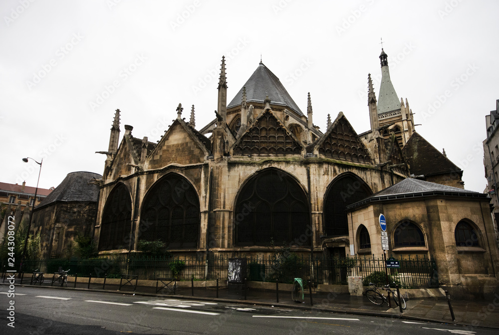 Front view of the church of Saint Severin, Paris, France