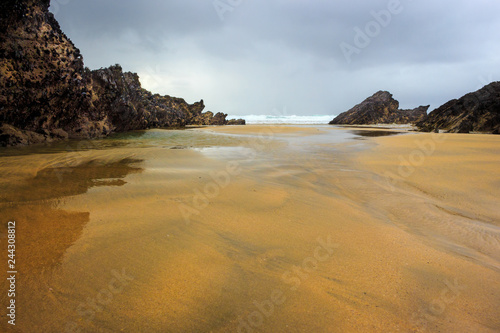 Fistral Bay Cornwall Beach Bay and Rocky Coastline