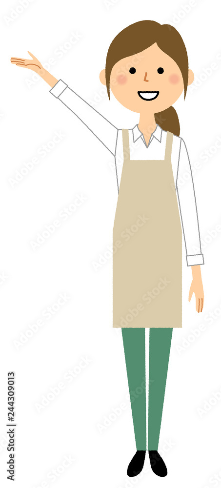 エプロンの女性　説明
