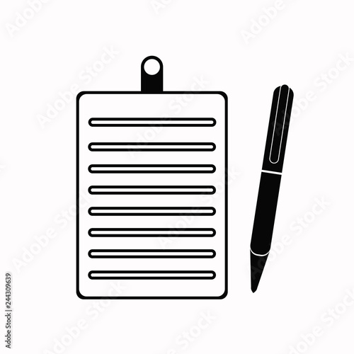 Clipboard pencil vector icon. Black illustration isolated on white background for graphic and web design.