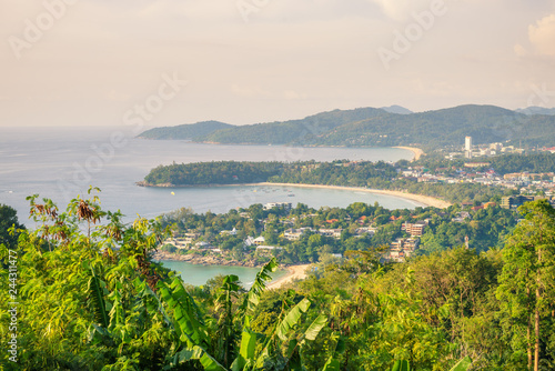 Beautiful sand sea Top View Likes Number 3 at Phuket (Kata Noi, Kata, Karon), Thailand