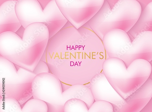 Happy Valentine's Day Greeting. 3D Hearts Background Vector Design for Campaign, Decoration, Card, and Poster.