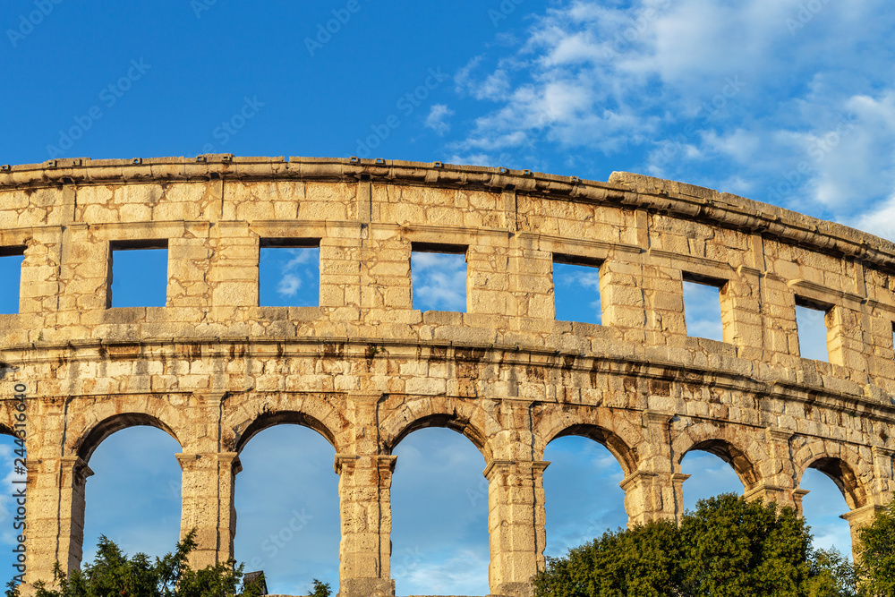 Pula. Croatia. Arena. Roman. Stone. Sky