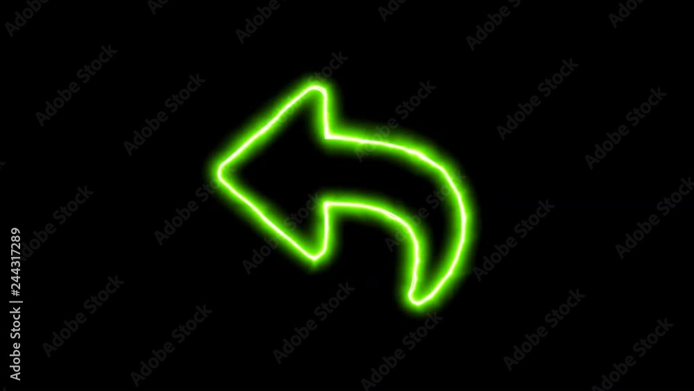 The appearance of the green neon symbol reply. Flicker, In - Out. Alpha channel Premultiplied - Matted with color black The appearance of the green neon symbol reply. Flicker, In - Out. Alpha channel Premultiplied - Matted with color black