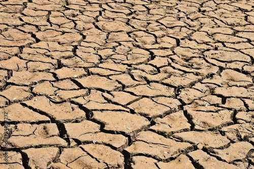 Dry cracked river bed. Drought concept image. 