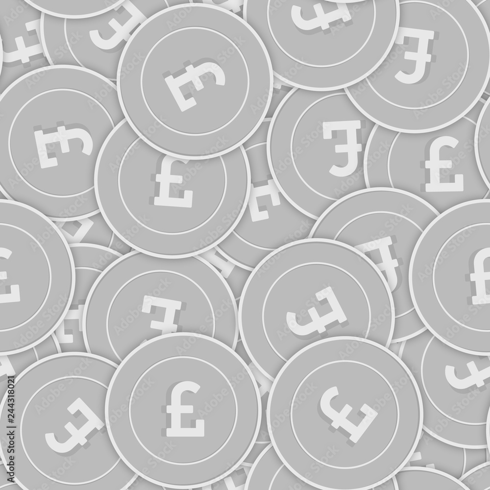 British pound silver coins seamless pattern. Splen British pound silver coins seamless pattern. Splen