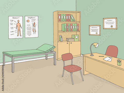 Doctor office graphic color interior sketch illustration vector