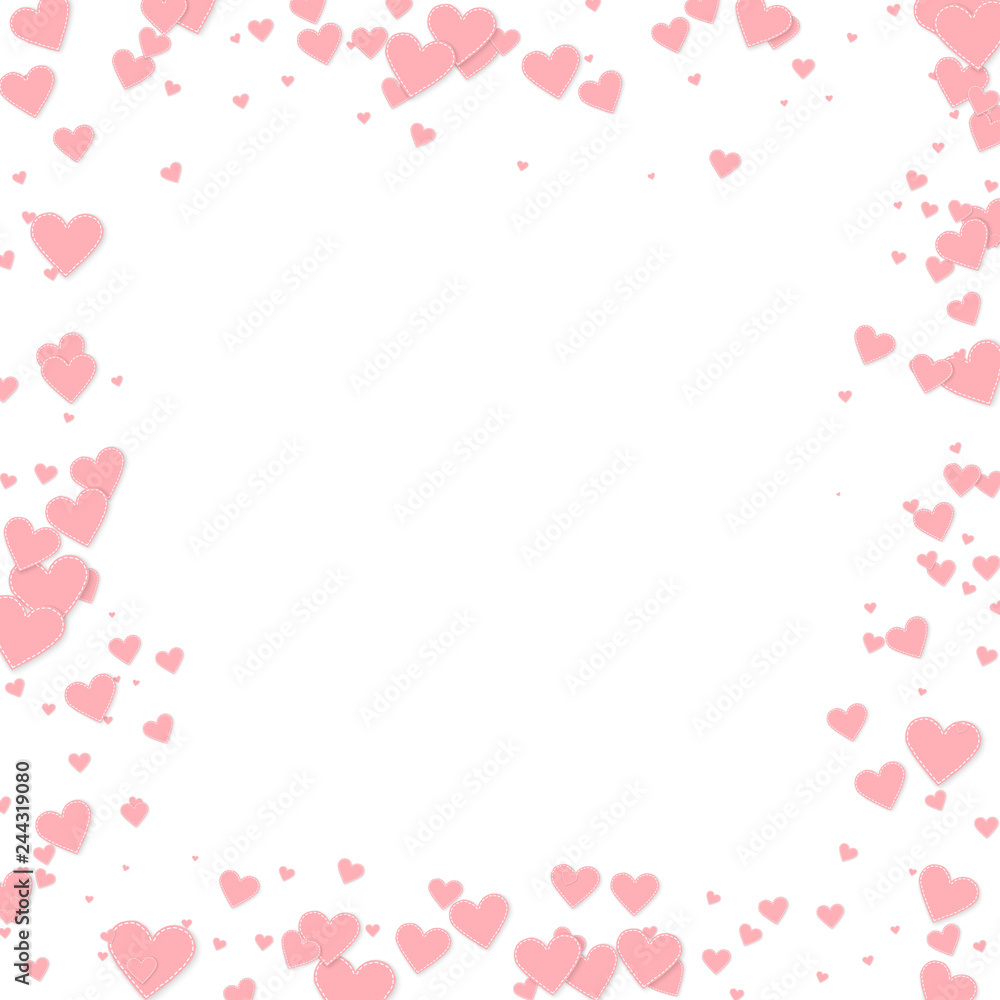 Pink heart love confettis. Valentine's day frame o