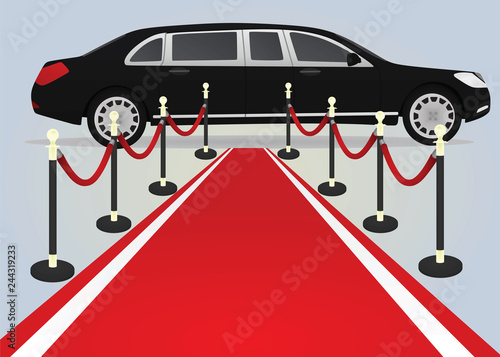 Red carpet and limo. vector illustration