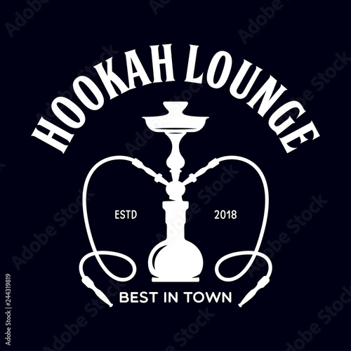 Hookah label, badge and design elements. Hookah club. Shisha bar. Hookah lounge logo. Hookah pipes.