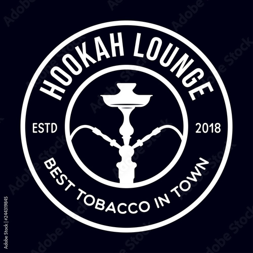Hookah label, badge and design elements. Hookah club. Shisha bar. Hookah lounge logo. Hookah pipes.