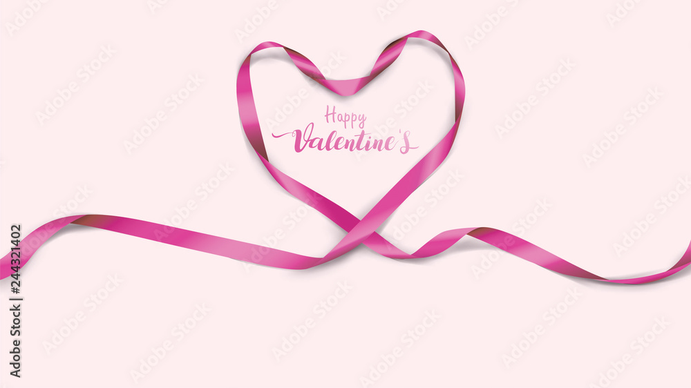Beautiful Valentine's Day background with violet silk ribbons and shape hearts purple color Beautiful Valentine's Day background with violet silk ribbons and shape hearts purple color