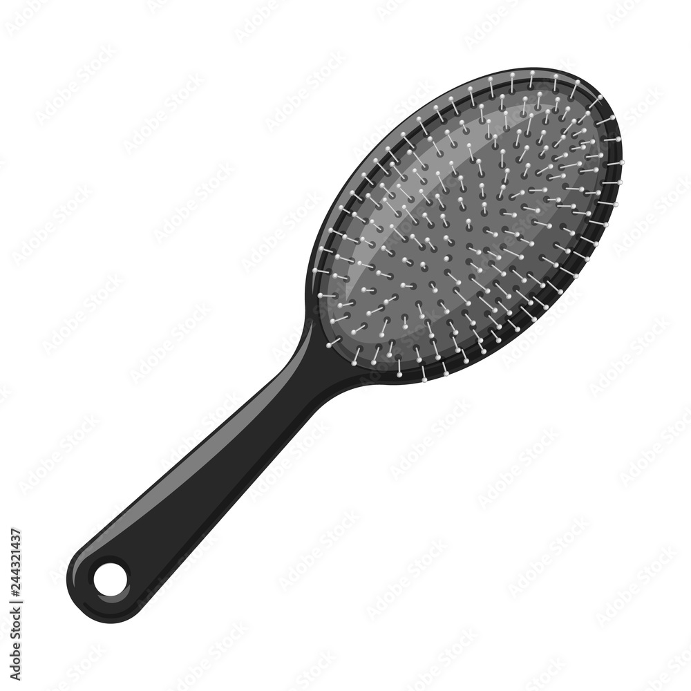 Vector illustration of brush and hair symbol. Set of brush and hairbrush stock vector illustration. Vector illustration of brush and hair symbol. Set of brush and hairbrush stock vector illustration.