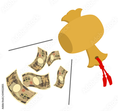 打ち出の小槌から出てくる万札 Stock イラスト Adobe Stock
